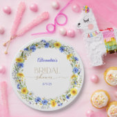 Blue Yellow Lavender Wildflower Wreath ペーパープレート (パーティー)