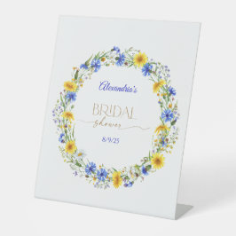 Blue Yellow Lavender Wildflower Wreath 台座サイン