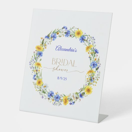 Blue Yellow Lavender Wildflower Wreath 台座サイン (正面)