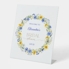 Blue Yellow Lavender Wildflower Wreath 台座サイン