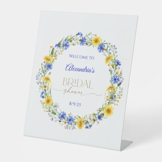 Blue Yellow Lavender Wildflower Wreath 台座サイン (正面)