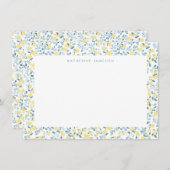 Blue Yellow Lemons Limoncello Monogram NoteCard ノートカード (正面/裏面)