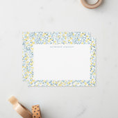 Blue Yellow Lemons Limoncello Monogram NoteCard ノートカード (正面/裏面インサイチュ)