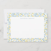 Blue Yellow Lemons Limoncello Monogram NoteCard ノートカード (正面)