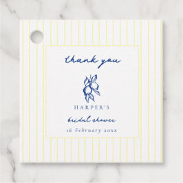 Blue & Yellow Lemons Thank You Bridal Shower フェイバータグ