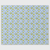 Blue Yellow Mediterranean Tile Lemon Bridal Shower ラッピングペーパー (フラット)