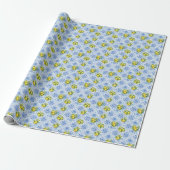 Blue Yellow Mediterranean Tile Lemon Bridal Shower ラッピングペーパー (アンロールド)