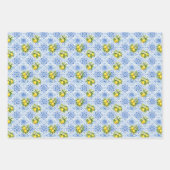Blue Yellow Mediterranean Tile Lemons Italian ラッピングペーパーシート (正面2)