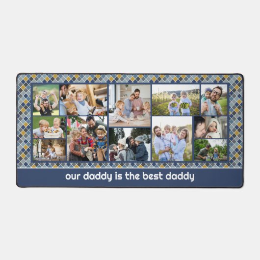 Blue Yellow Mosaic Tile Pattern 12 Photos Best Dad デスクマット (正面)