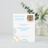 Blue & Yellow Namkaranベビーの命名招待状 招待状 (スタンド正面)