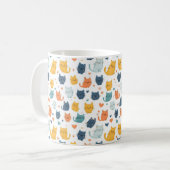 Blue Yellow Orange Kawaii Cat Pattern Cat Lover コーヒーマグカップ (正面左)