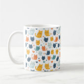 Blue Yellow Orange Kawaii Cat Pattern Cat Lover コーヒーマグカップ (左)