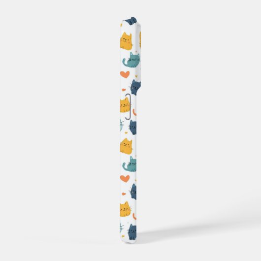 Blue Yellow Orange Kawaii Cat Pattern Cat Lover iPhoneケース (右側面)