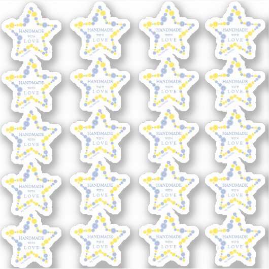 Blue & Yellow Original Buttons Star Handmade  シール (正面)