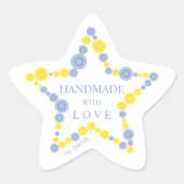 Blue & Yellow Original Buttons Star Handmade  星シール (正面)