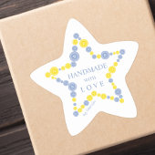 Blue & Yellow Original Buttons Star Handmade  星シール