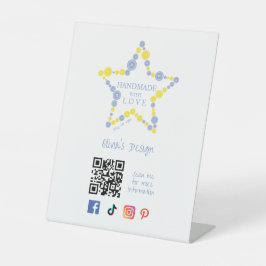 Blue & Yellow Original Buttons Star Handmade Love  台座サイン