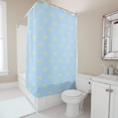 Blue Yellow Pastel Bow Pattern Pretty Feminine シャワーカーテン (インサイチュ)