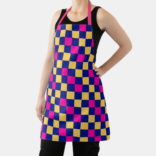 Blue Yellow Pink Checkered Pattern Design  エプロン (インサイチュ)