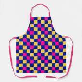 Blue Yellow Pink Checkered Pattern Design  エプロン (正面)