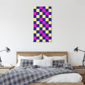 Blue Yellow Pink Checkered Pattern Design  キャンバスプリント (インサイチュ (寝室))
