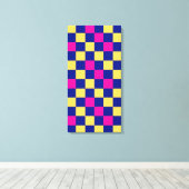 Blue Yellow Pink Checkered Pattern Design  キャンバスプリント (インサイチュ (ウッドフロア))