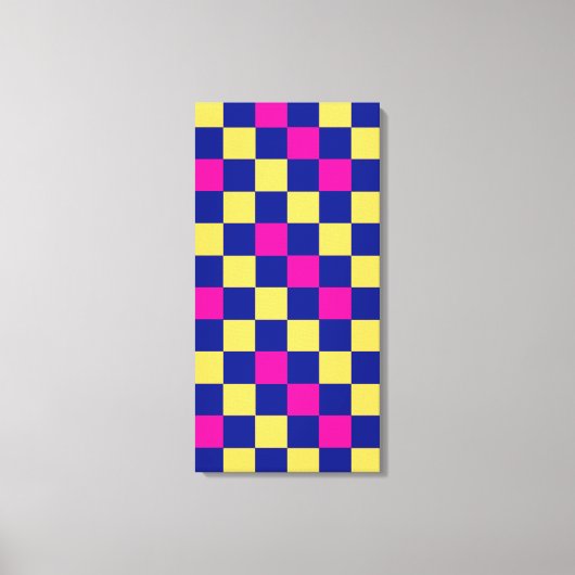 Blue Yellow Pink Checkered Pattern Design  キャンバスプリント (正面)