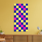 Blue Yellow Pink Checkered Pattern Design  キャンバスプリント (インサイチュ (リビング))