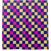 Blue Yellow Pink Checkered Pattern Design  シャワーカーテン (正面)