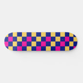 Blue Yellow Pink Checkered Pattern Design  スケートボード (横)