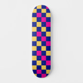 Blue Yellow Pink Checkered Pattern Design  スケートボード (正面)