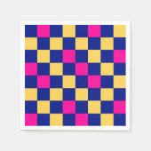 Blue Yellow Pink Checkered Pattern Design  スタンダードカクテルナプキン (正面)