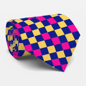 Blue Yellow Pink Checkered Pattern Design  ネクタイ (ロール)