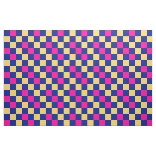 Blue Yellow Pink Checkered Pattern Design  ファブリック (ファットクウォーター)
