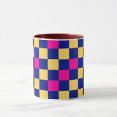 Blue Yellow Pink Checkered Pattern Design  マグカップ (中央)