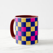 Blue Yellow Pink Checkered Pattern Design  マグカップ (正面左)