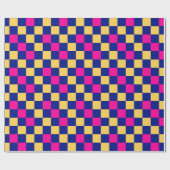 Blue Yellow Pink Checkered Pattern Design  ラッピングペーパー (フラット)