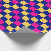 Blue Yellow Pink Checkered Pattern Design  ラッピングペーパー (角)