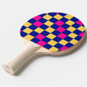 Blue Yellow Pink Checkered Pattern Design  卓球ラケット (正面アングル)