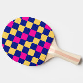 Blue Yellow Pink Checkered Pattern Design  卓球ラケット (横)