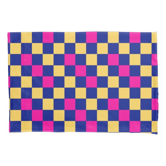 Blue Yellow Pink Checkered Pattern Design  枕カバー (正面)