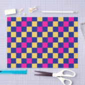 Blue Yellow Pink Checkered Pattern Design  薄葉紙 (クラフト)