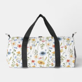 Blue Yellow Pink Floral Boho Wildflower ダッフルバッグ (正面)