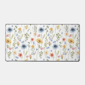 Blue Yellow Pink Floral Wildflower Desk Mat デスクマット (正面)