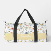 Blue Yellow Pink Watercolor Wildflower Monogram ダッフルバッグ (正面)