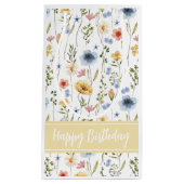 Blue Yellow Pink Watercolor Wildflower Name スモールペーパーバッグ (正面)