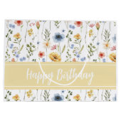 Blue Yellow Pink Watercolor Wildflower Name ラージペーパーバッグ (裏面)