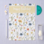 Blue Yellow Pink Watercolor Wildflower Name 薄葉紙 (クラフト)