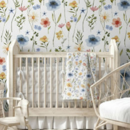 Blue Yellow Pink Wildflower Watercolor 壁紙