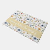 Blue Yellow Pink Wildflower Watercolor Saying  ドアマット (アングル)